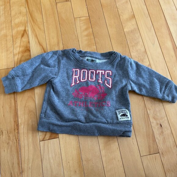 Baby Roots Kids Crewneck Grey Pink Size M 6-12 months - Picture 1 of 7